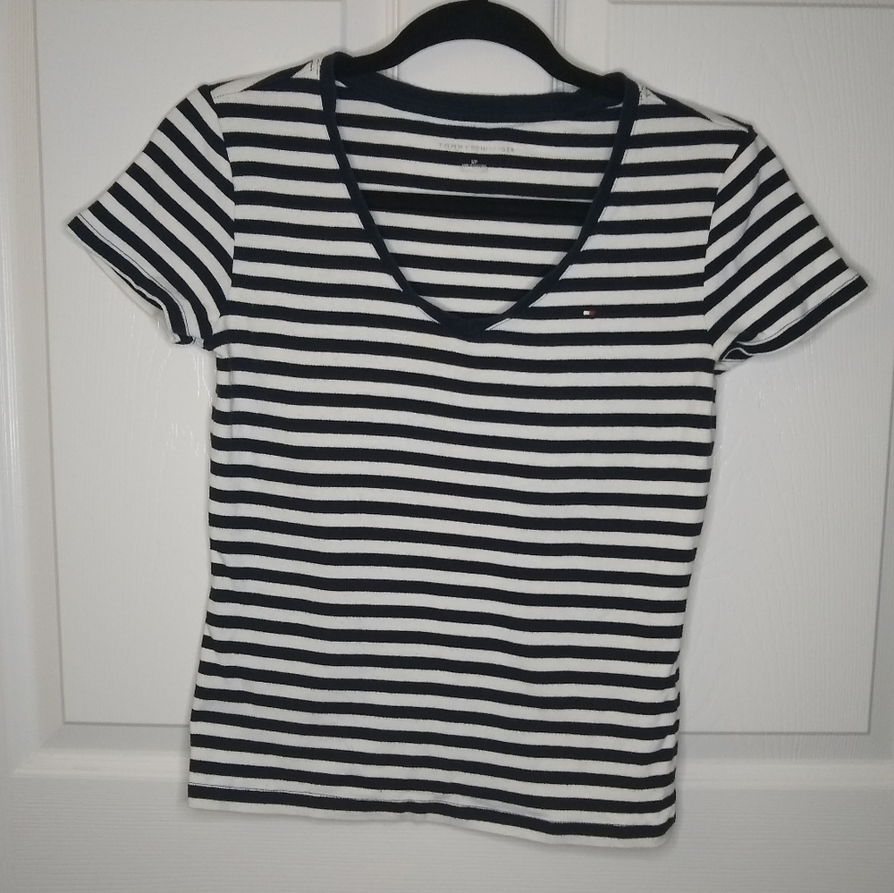 Tommy Hilfiger Striped V Neck Top S